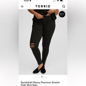 Torrid high rise bombshell skinny black jeans
